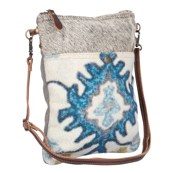 Myra Bewitching Hues crossbody, hairon, upcycled rug and canvas - Picture 3 of 8
